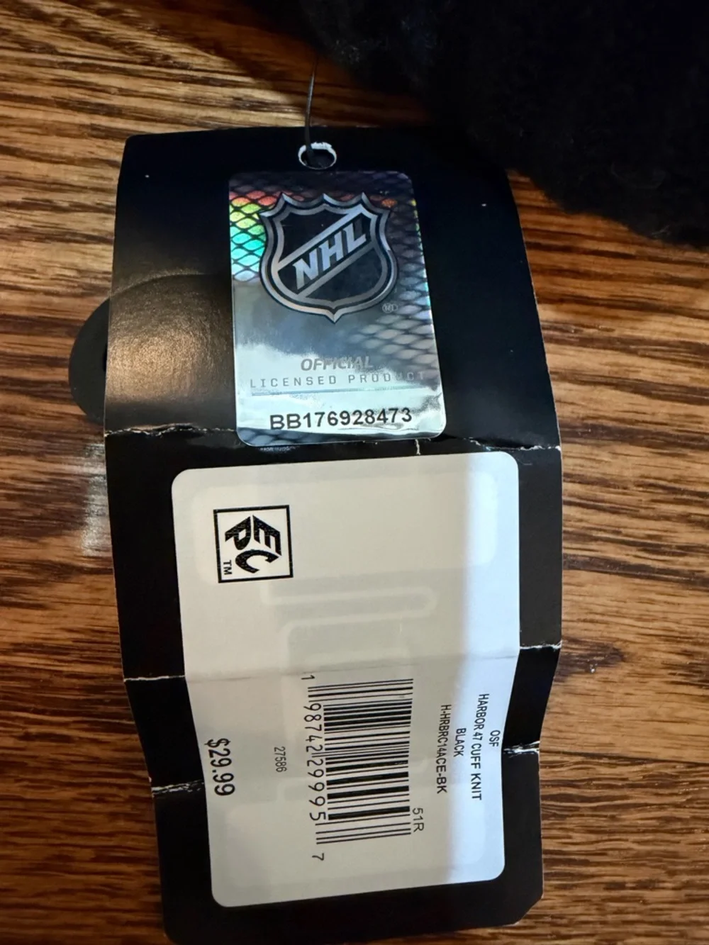 47 Kids Black Ribbed Beanie with Flyers Patch